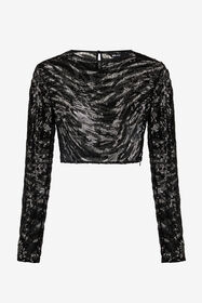 ${brand} Crop Top With Rhinestone-Detailed Zebra Design ${colorDescription} ${masterID}