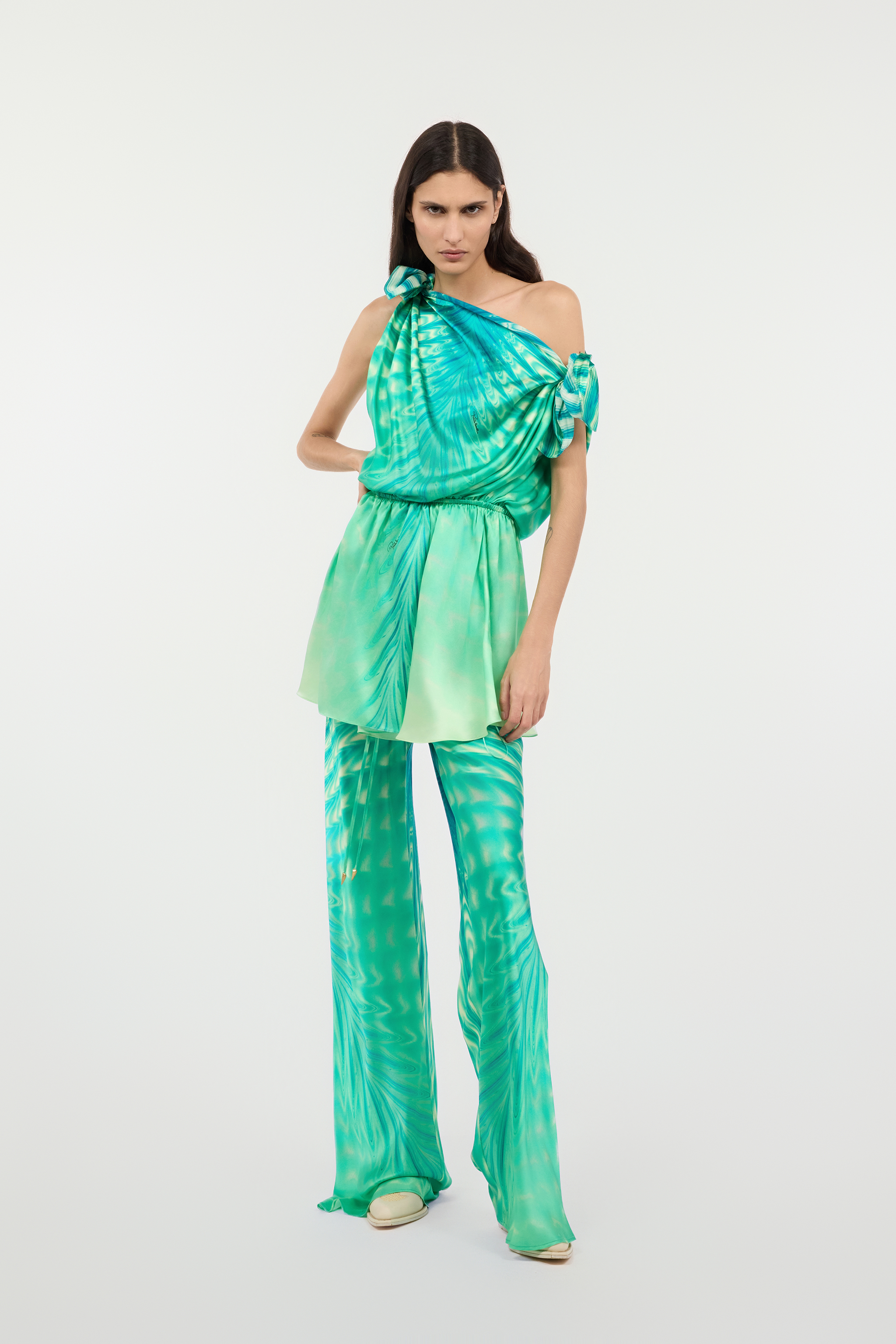 ROBERTO CAVALLI HOSE AUS SEIDE MIT PRINT OPTICAL GLASS 