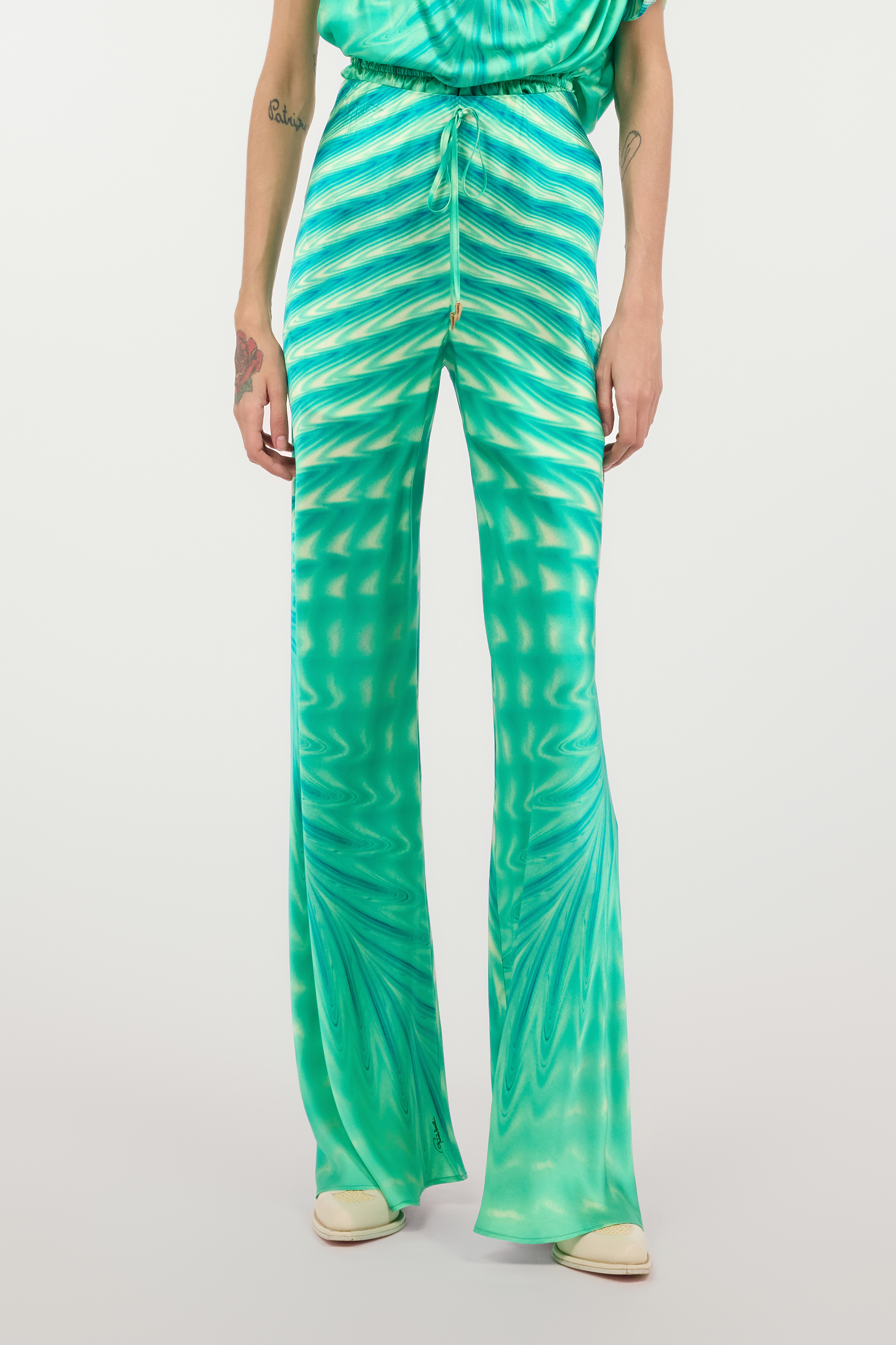 ROBERTO CAVALLI HOSE AUS SEIDE MIT PRINT OPTICAL GLASS