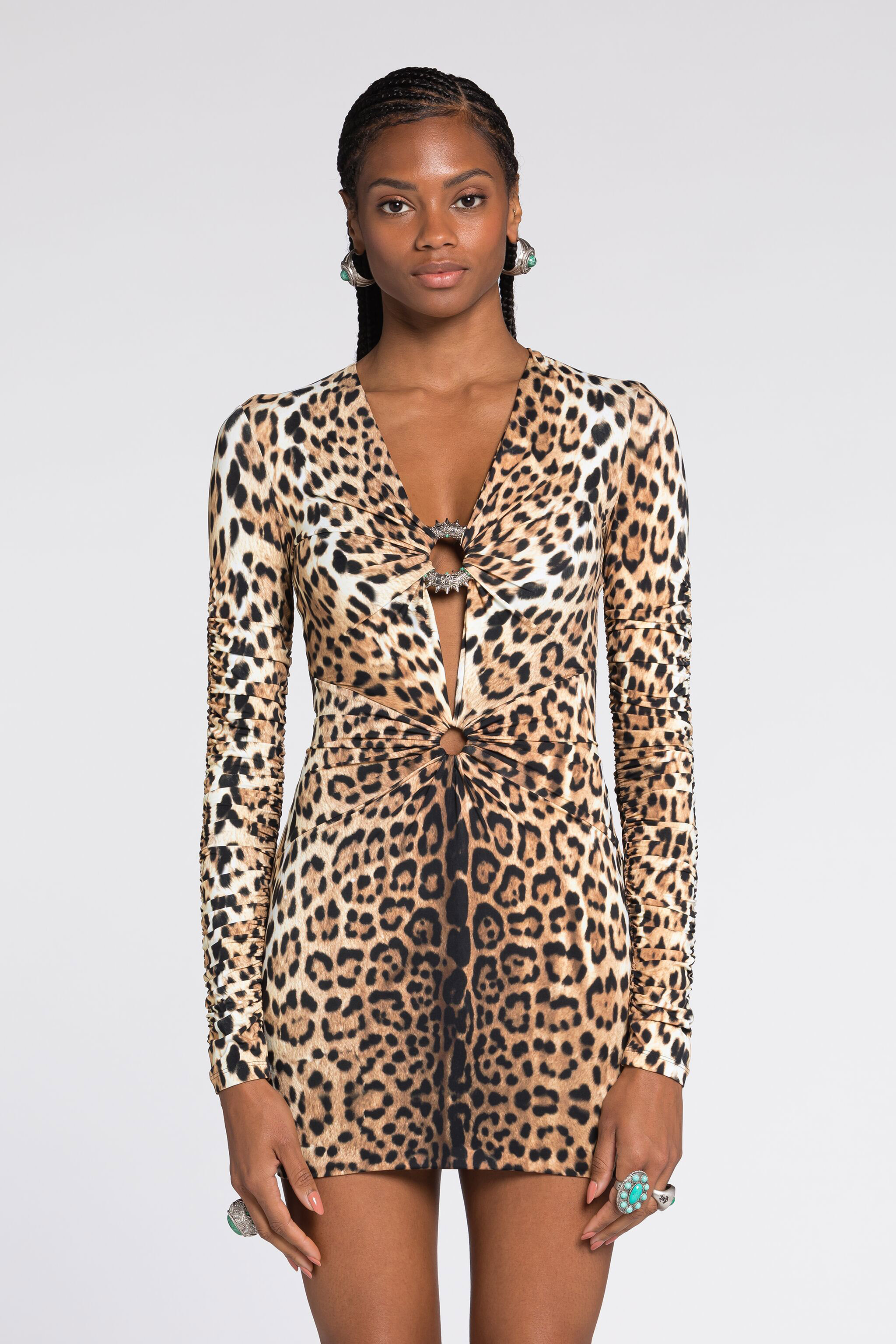 Shop Roberto Cavalli Midikleid Mit Leo-print In Light Brown