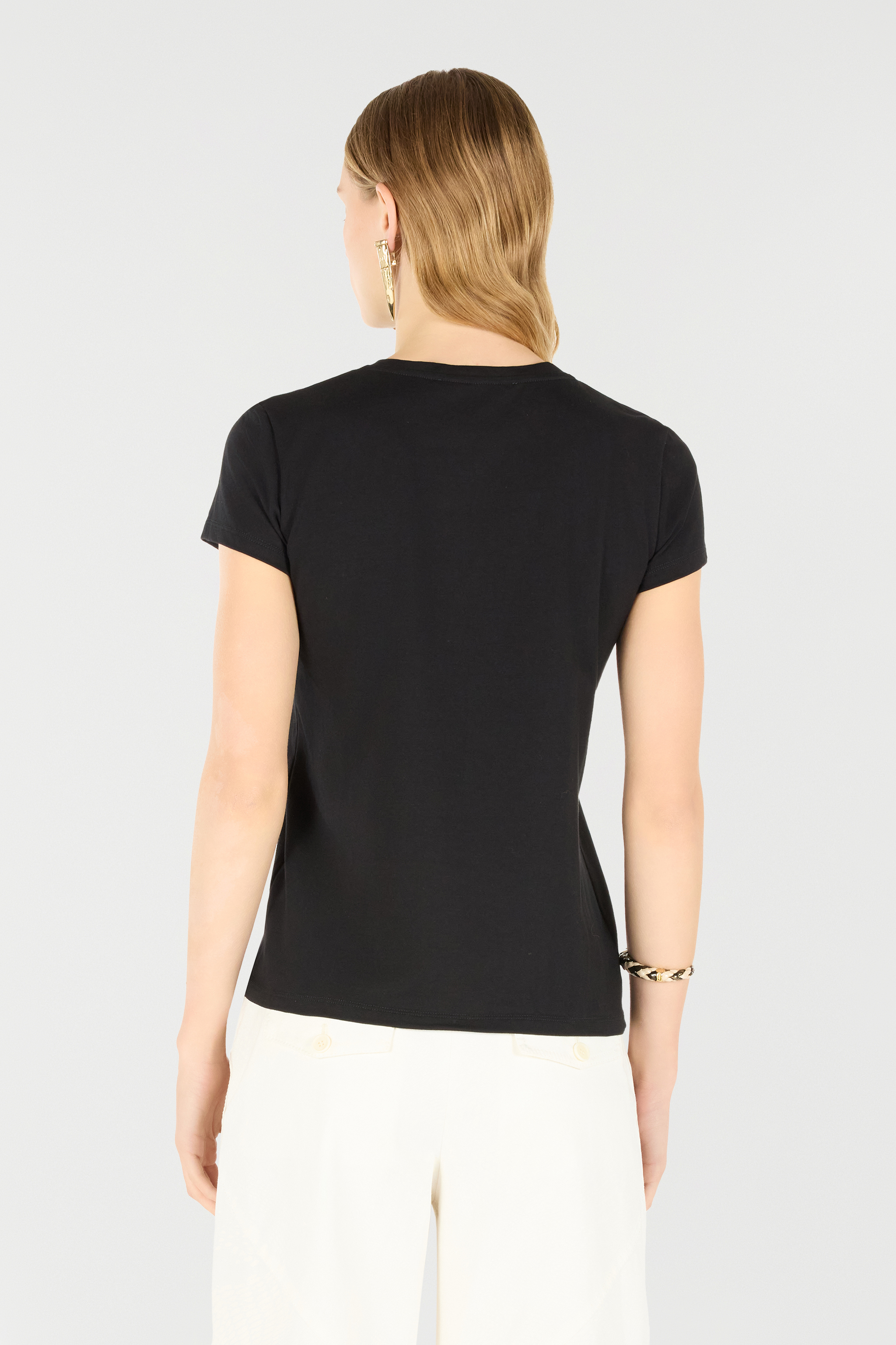 Shop Roberto Cavalli T-shirt Mit Logo Und Strass In Black