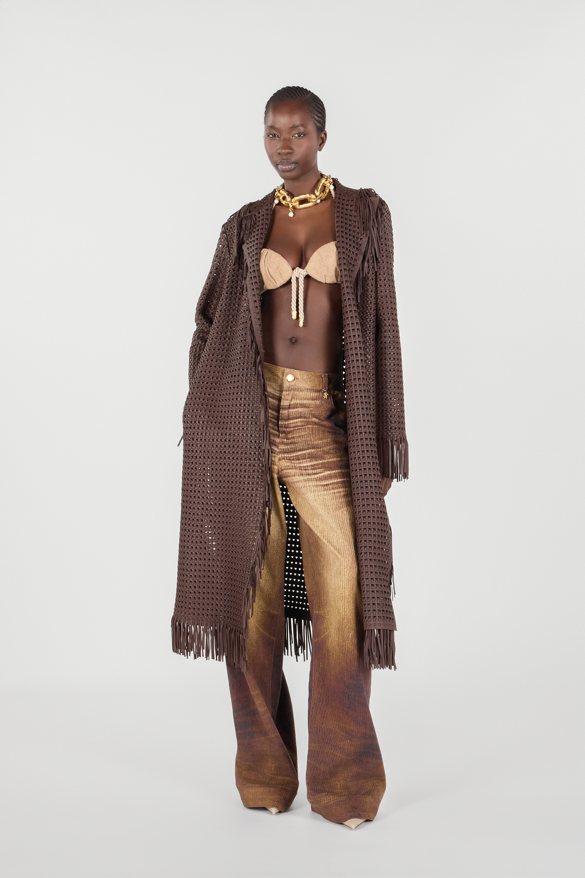 Roberto Cavalli Woman Leather Coat In Brown