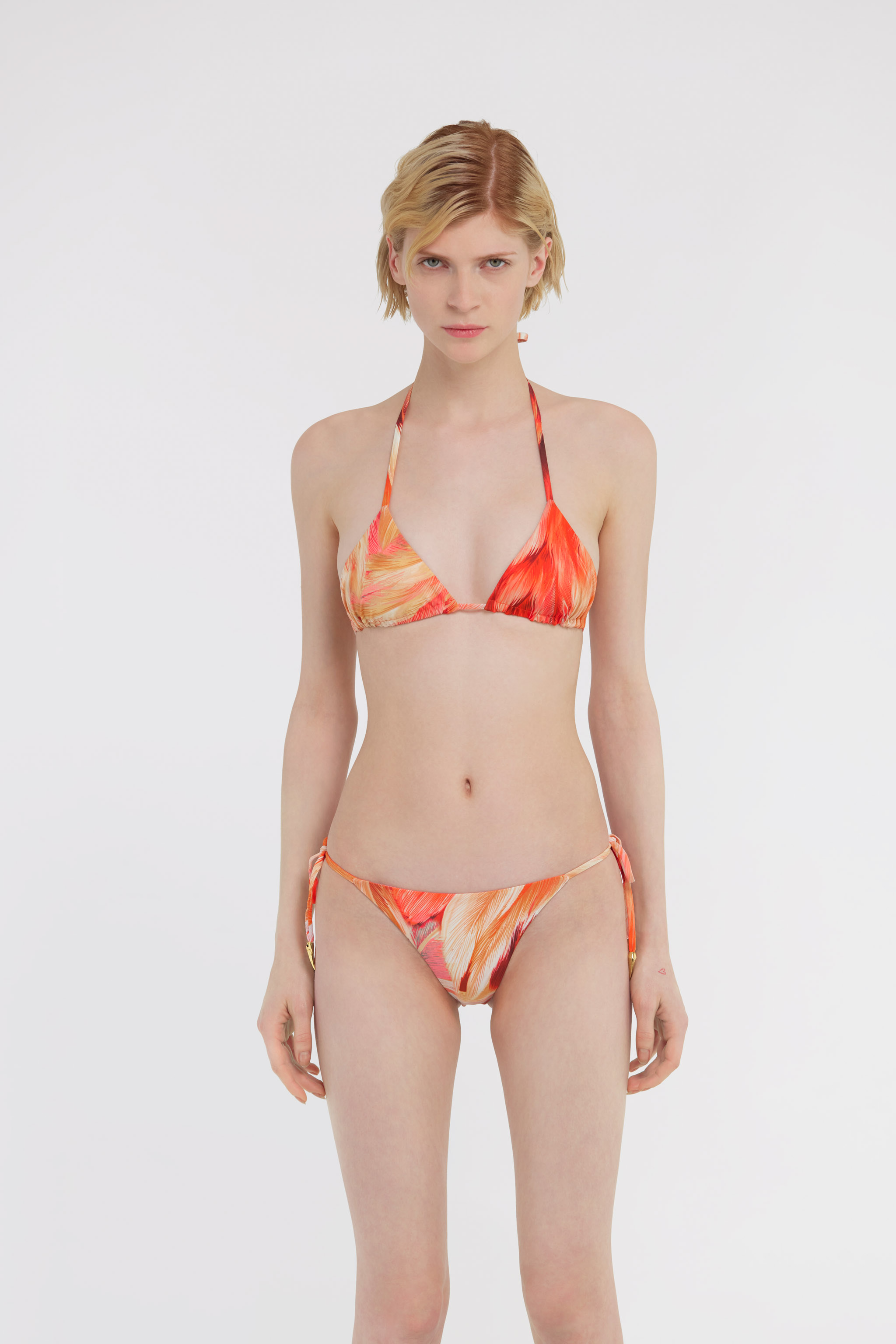 Roberto Cavalli Plumage Print Bikini In Orange