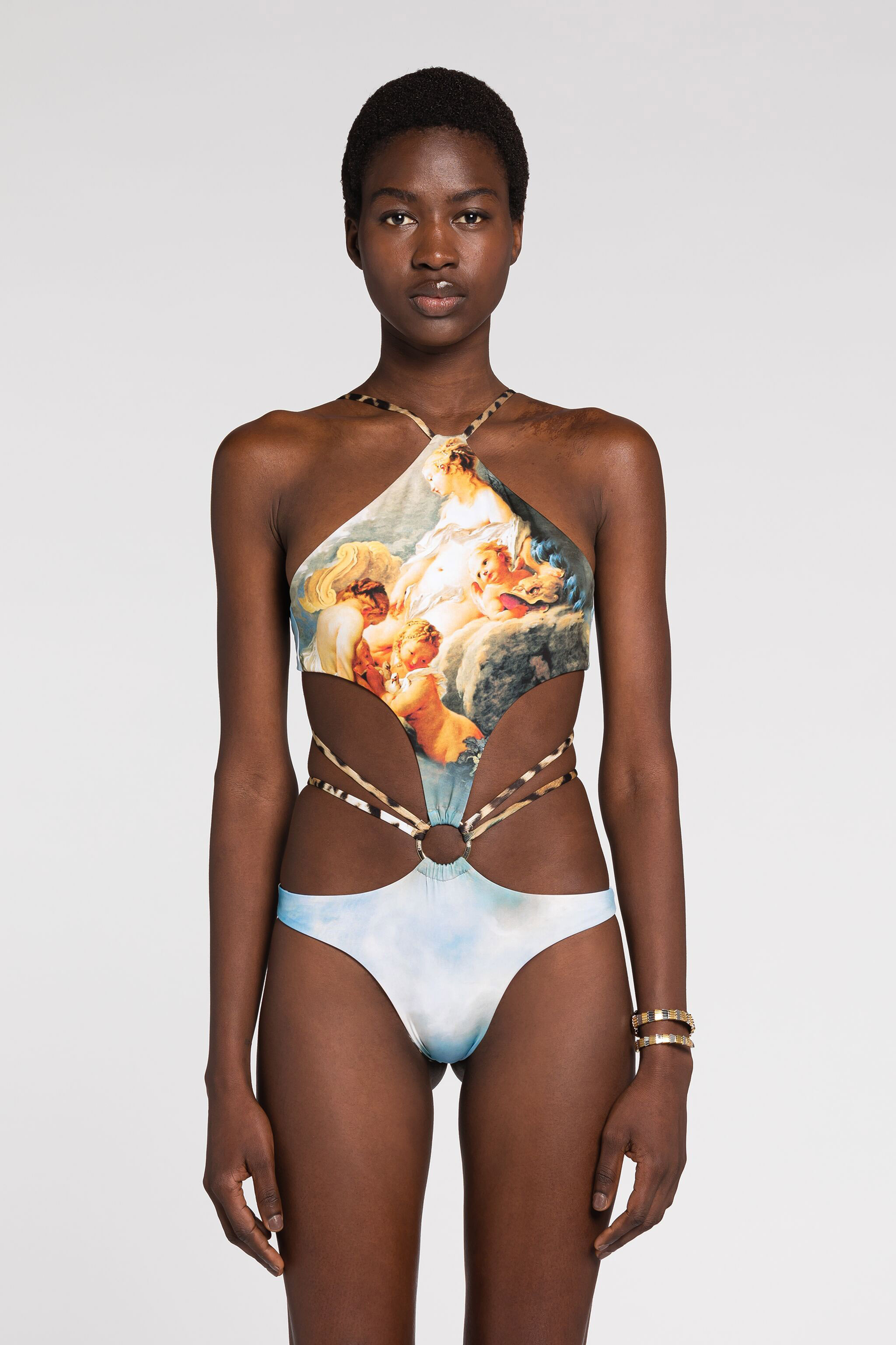 ROBERTO CAVALLI BADEANZUG MIT MALEREI-PRINT 