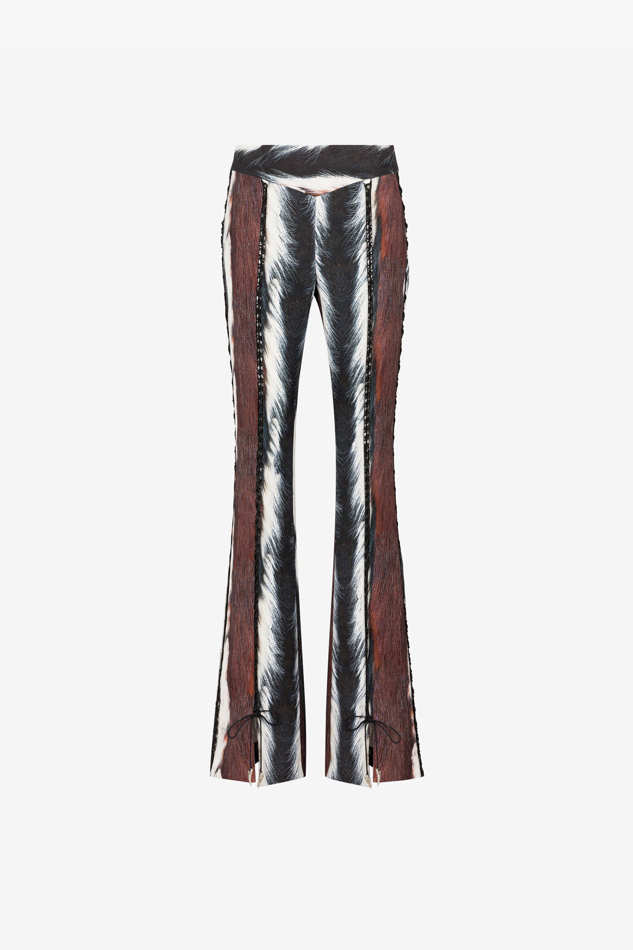 Shop Roberto Cavalli Schnürhose Mit Animalischem Print In Dark Brown/white
