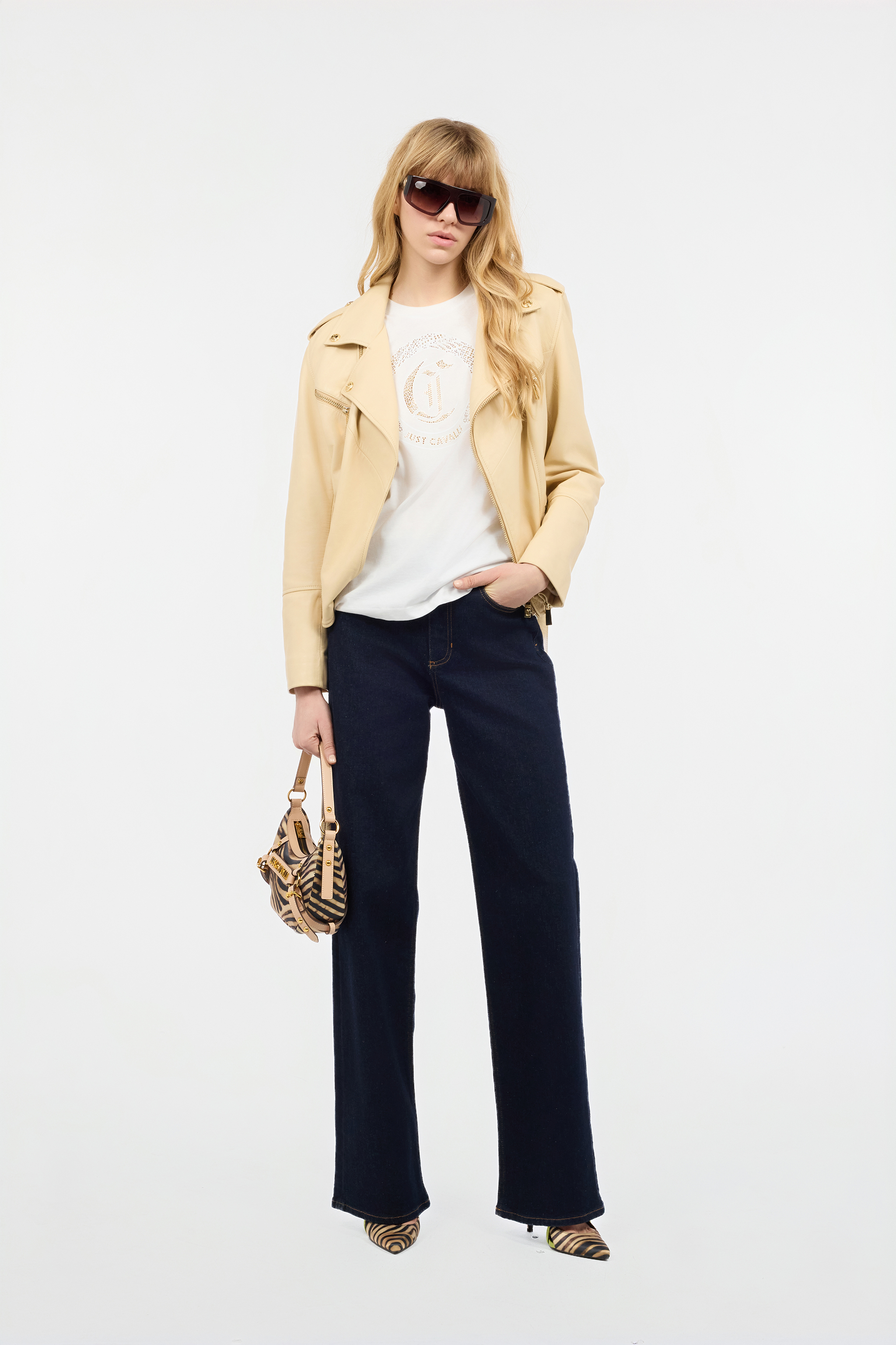 Roberto Cavalli Wide And Straight Leg Jeans In Dark Blue