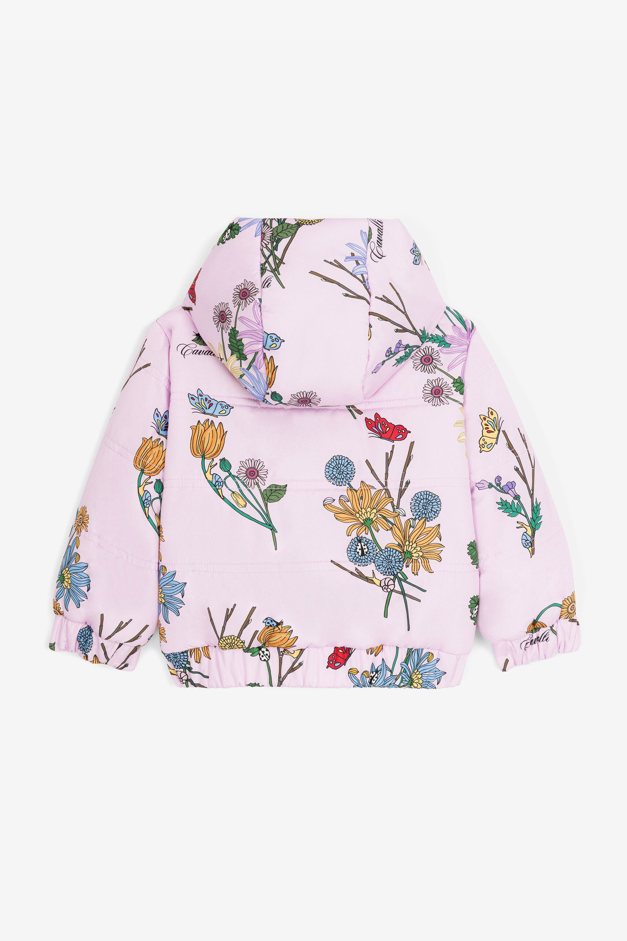 Roberto Cavalli Flower-print Padded Coat In Pink