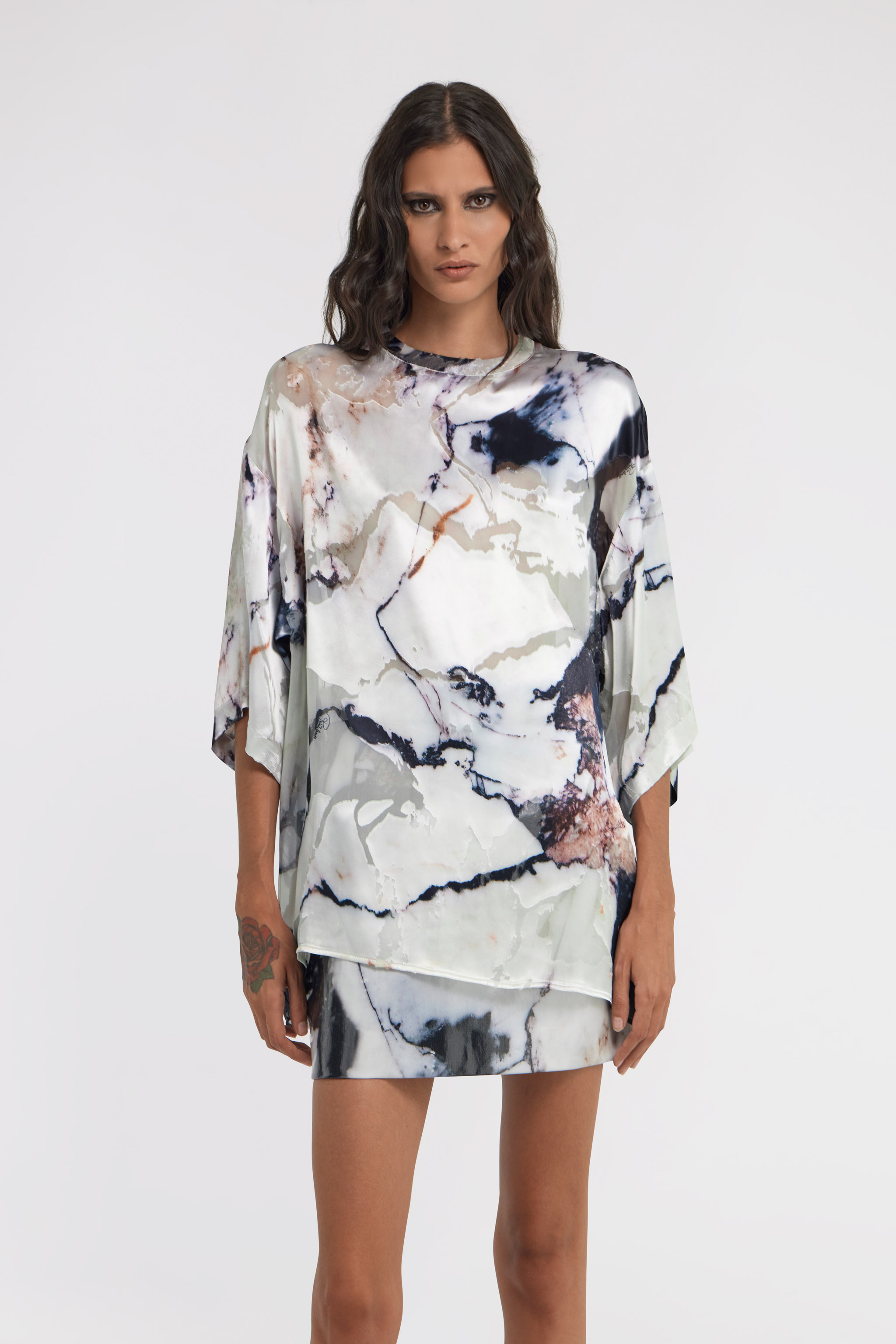 ROBERTO CAVALLI MARBLE PRINT T-SHIRT
