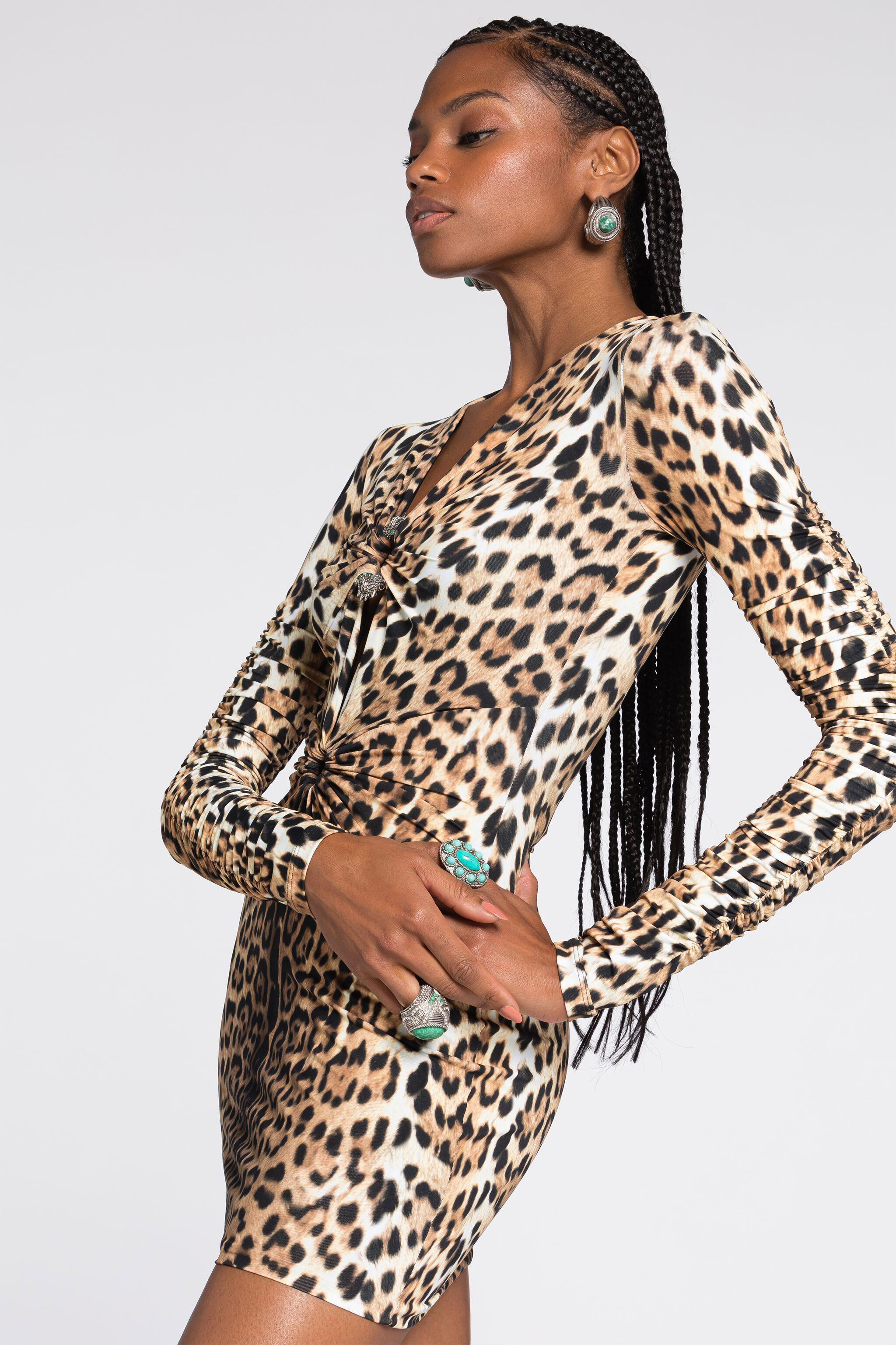 Shop Roberto Cavalli Midikleid Mit Leo-print In Light Brown