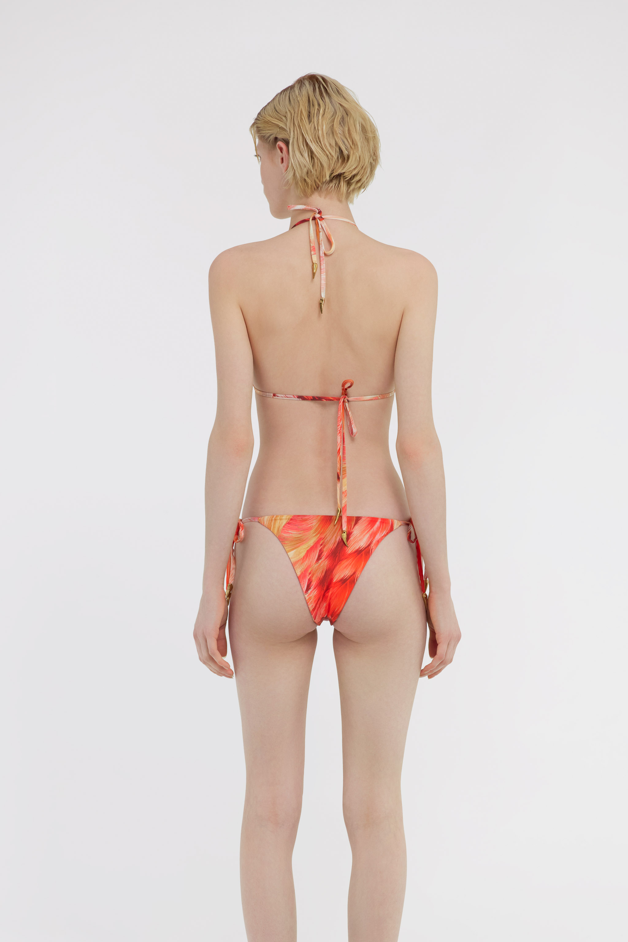 Roberto Cavalli Plumage Print Bikini In Orange