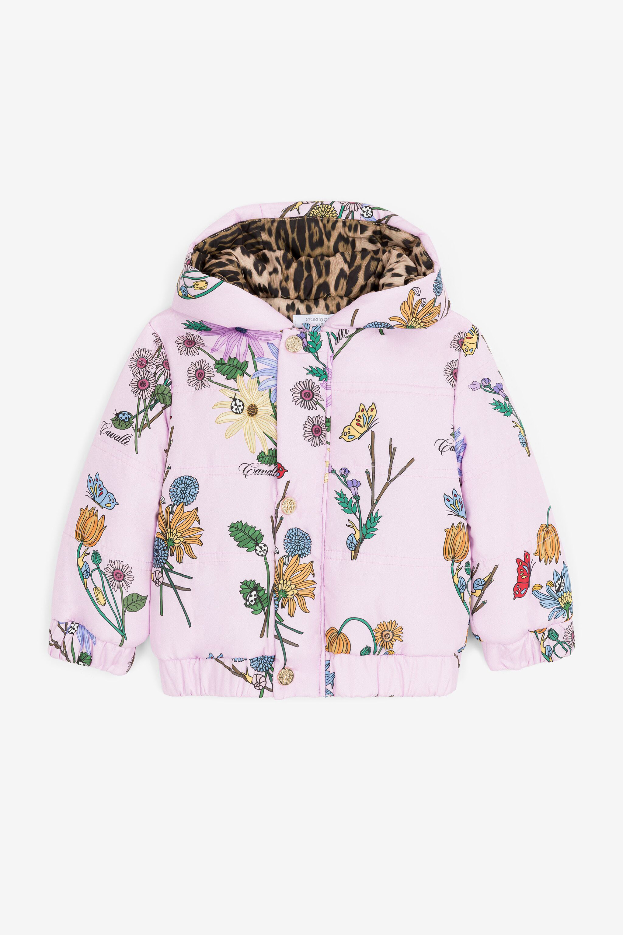 Roberto Cavalli Flower-print Padded Coat In Pink