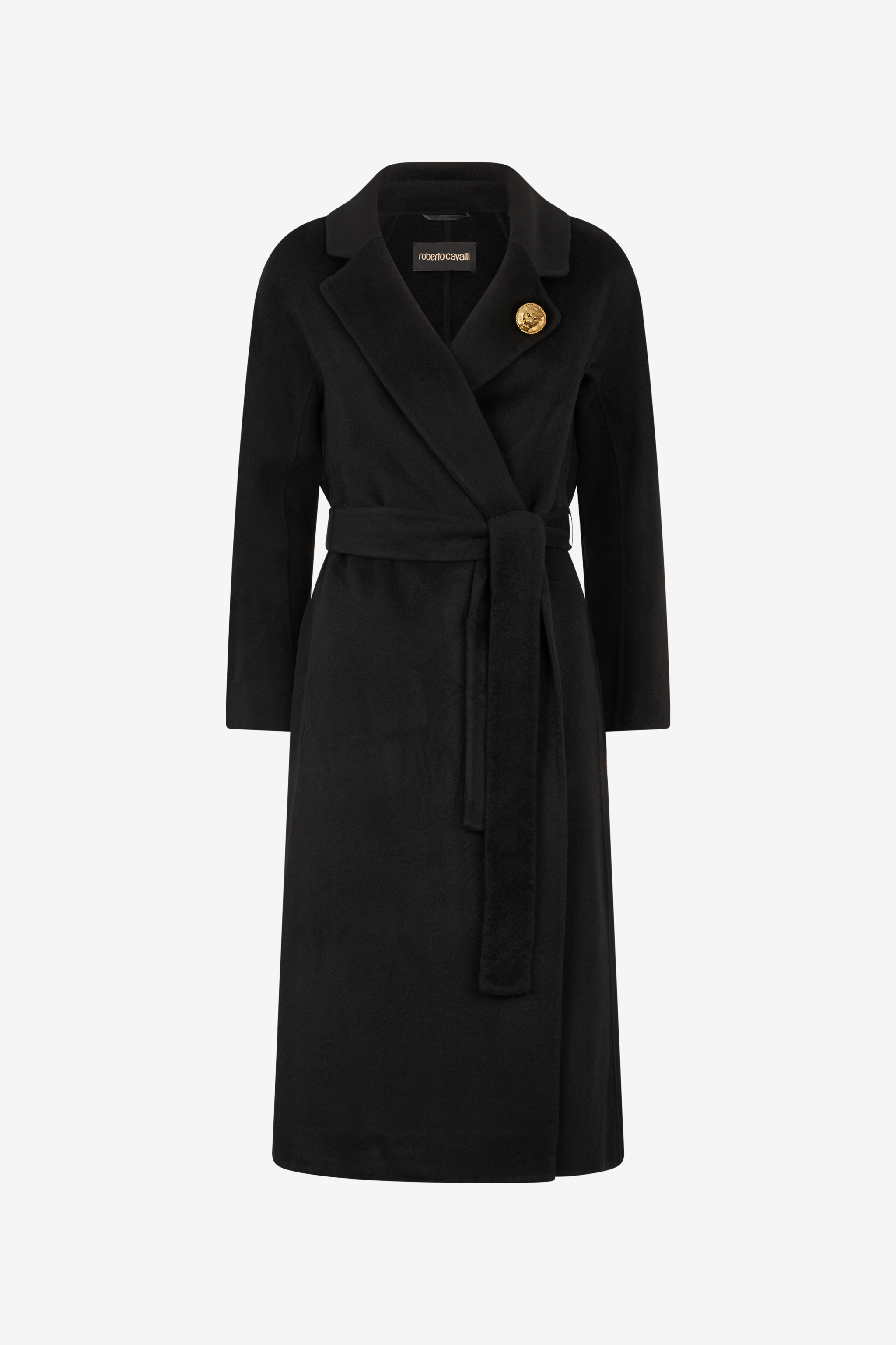 Roberto Cavalli Coat In Cashmere Blend In Black